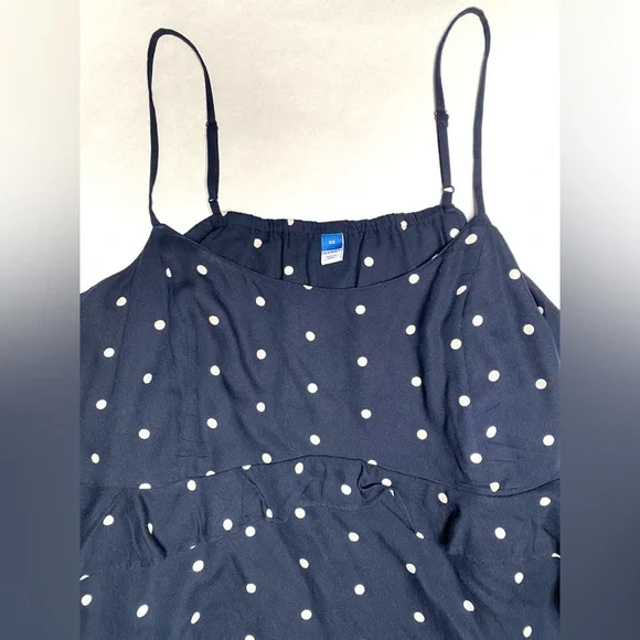 Old Navy Women's Navy Blue White Polka Dot Ruffle-Trim Cami Top Size 2X NWT - Picture 3 of 11